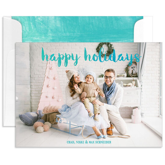 Blue Ombre Holiday Photo Cards